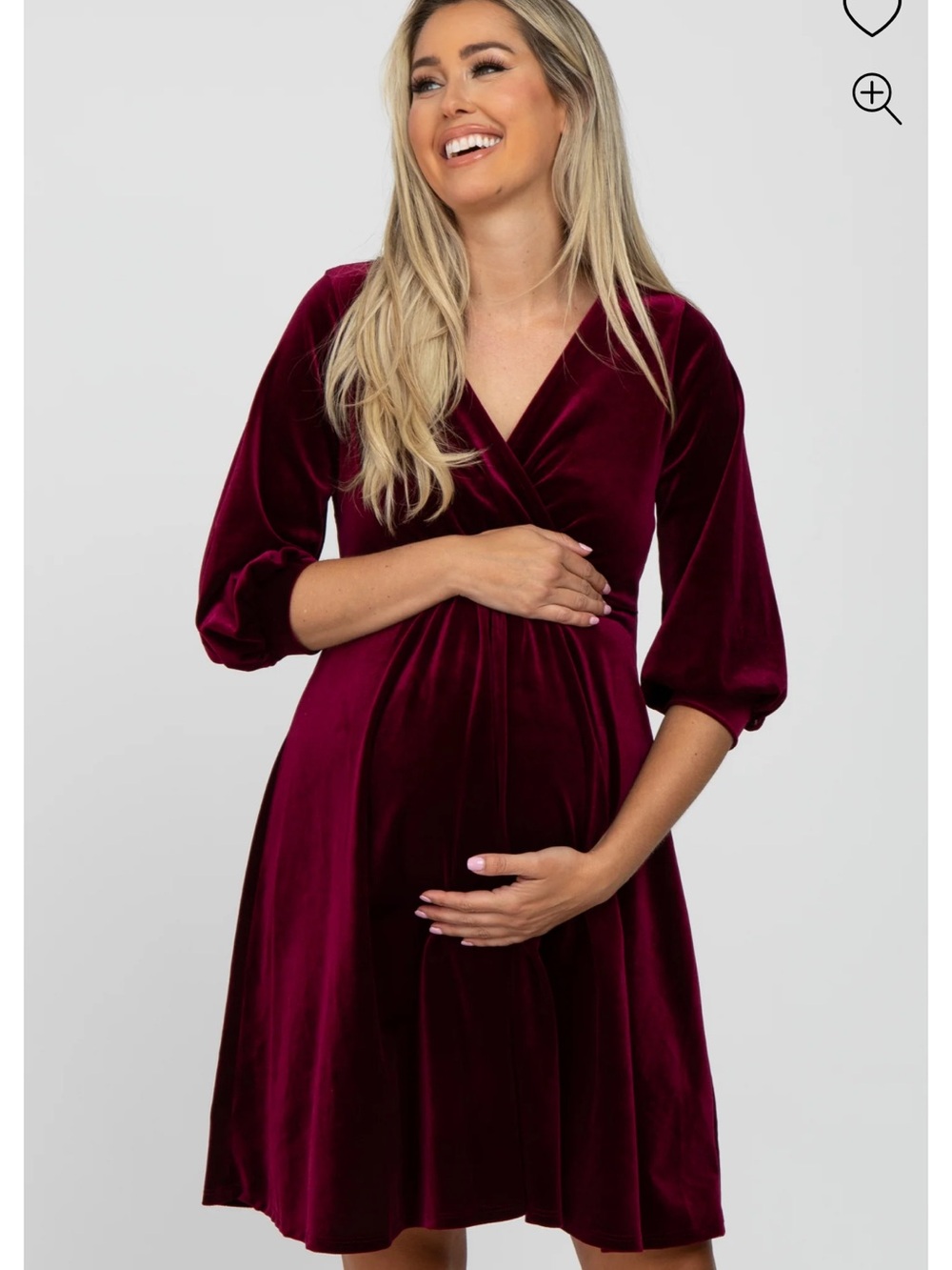 Red velvet maternity dress